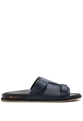 Santoni flat leather sandals - Blu