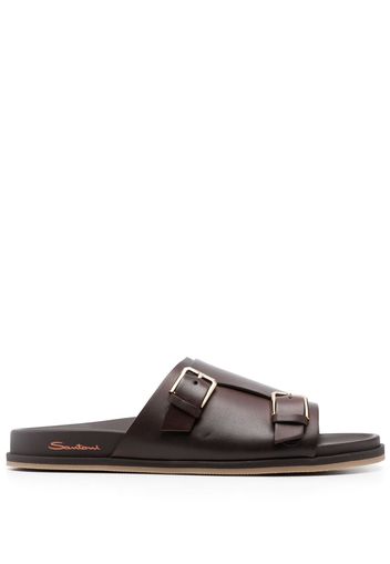 Santoni Doctor -Gort50 leather slides - Marrone