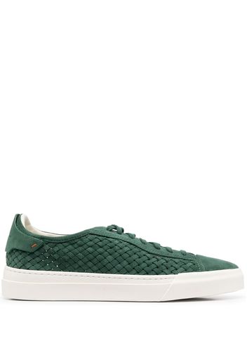 Santoni interwoven suede low-top sneakers - Verde