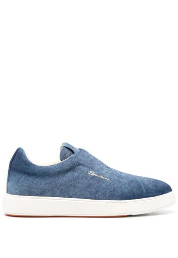 Santoni slip-on denim loafers - Blu