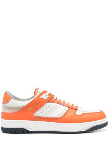 Santoni Goran panelled leather sneakers - Arancione