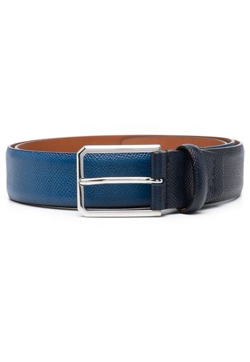 Santoni square-buckle leather belt - Blu