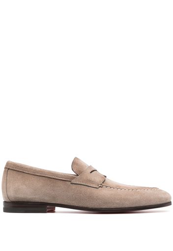 Santoni suede penny loafers - Marrone