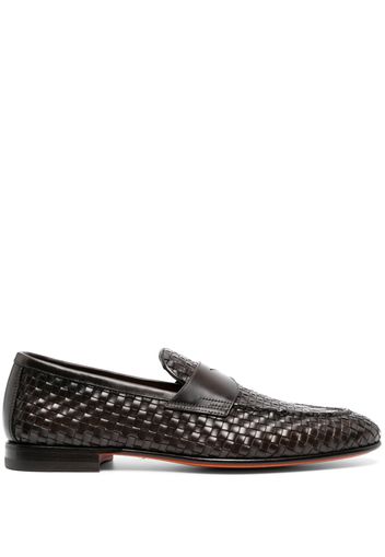 Santoni interwoven-design loafers - Marrone