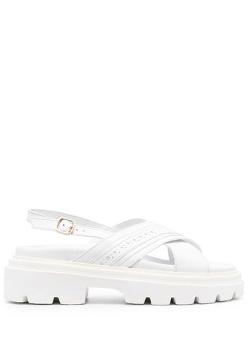 Santoni logo-embossed chunky leather sandals - Bianco