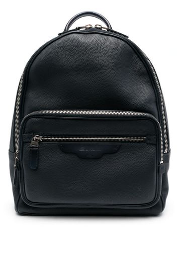 Santoni grained-texture leather backpack - Blu