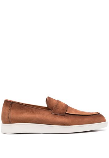 Santoni slip-on cracked loafers - Marrone