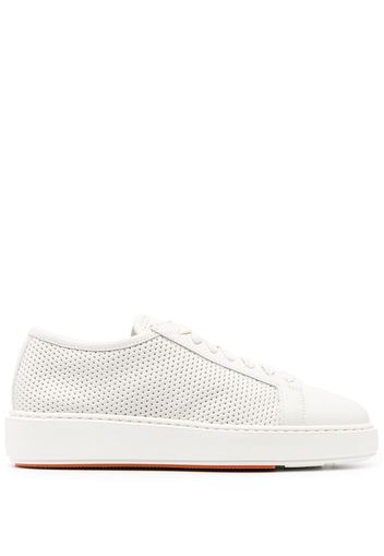 Santoni perforated-detail low-top sneakers - Bianco