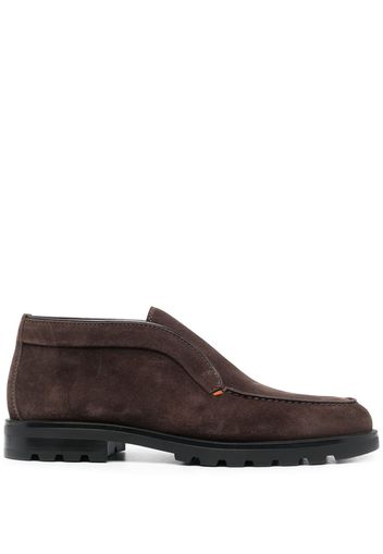 Santoni calf-suede almond-toe loafers - Marrone