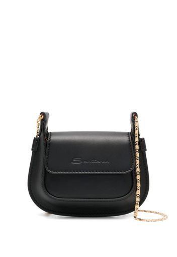 Santoni debossed-logo mini crossbody bag - Nero