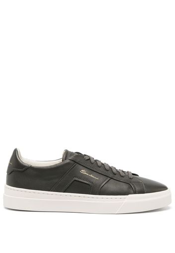 Santoni logo-print contrasting-sole leather sneakers - Verde