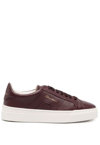 Santoni logo-print leather low-top sneakers - Rosso