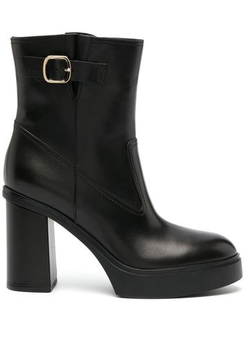 Santoni buckle-detail 11mm leather boots - Nero