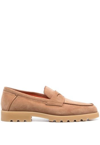 Santoni almond-toe suede loafers - Marrone