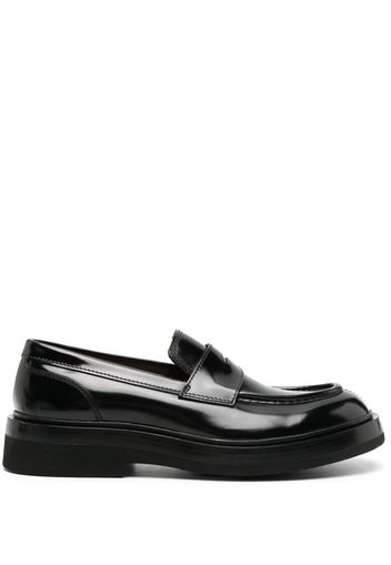 Santoni high-shine leather loafers - Nero