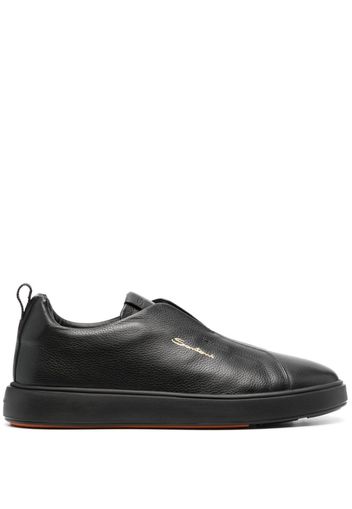 Santoni round-toe leather sneakers - Nero