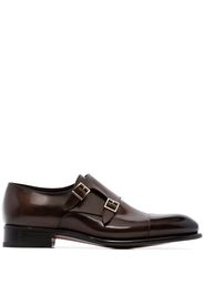 double strap leather monk shoess