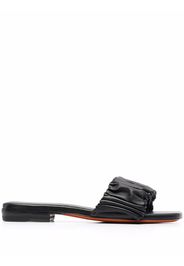 Santoni ruched leather sandals - Nero