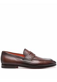 Santoni leather flat loafers - Marrone