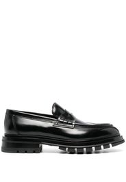 Santoni lug-sole leather penny loafers - Nero
