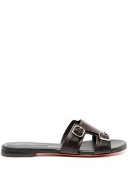 Santoni double-buckle calf-leather sandals - Marrone