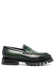 Santoni penny-slot leather loafers - Verde