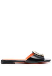 Santoni Apricot leather slip-on sandals - Nero