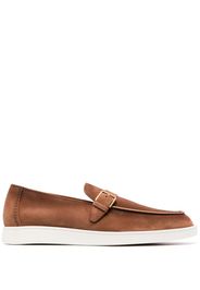 Santoni Dread decorative-buckle leather loafers - Marrone