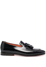 Santoni leather tassel-detail loafers - Nero