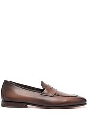 Santoni leather penny loafers - Marrone