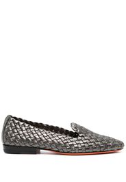 Santoni interwoven-leather ballerina shoes - ARGENT