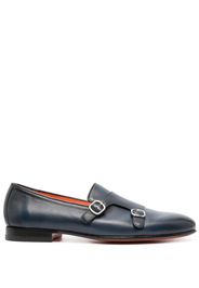 Santoni double-buckle leather shoes - Blu