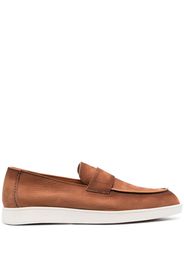 Santoni slip-on cracked loafers - Marrone