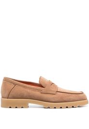 Santoni almond-toe suede loafers - Marrone