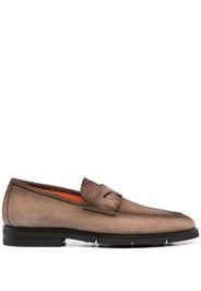 Santoni almond-toe suede loafers - Marrone