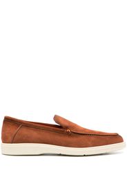 Santoni almond-toe suede loafers - Marrone