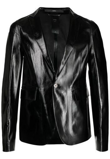 SAPIO single-breasted leather blazer - Nero