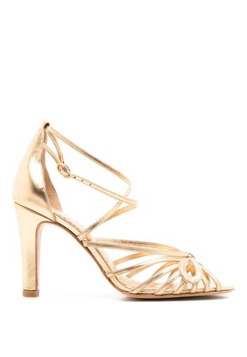 Sarah Chofakian Miuccia caged 75mm leather sandals - Oro