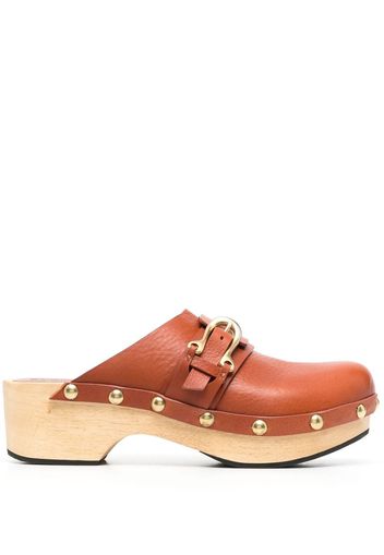 Sartore studded leather clog mules - Marrone