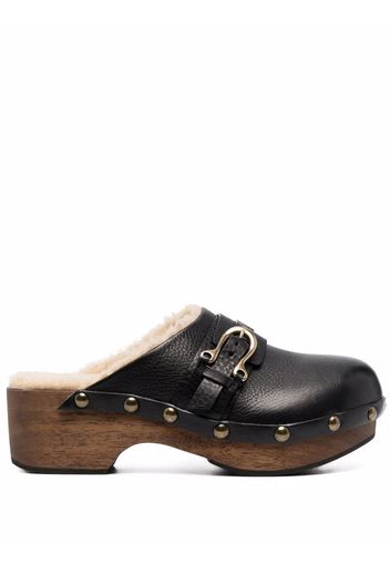 Sartore leather shearling-lined clogs - Nero