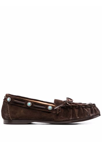 Sartore stud-embellished suede loafers - Marrone