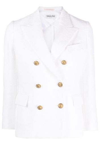 SAULINA double-breasted cotton blazer - Bianco