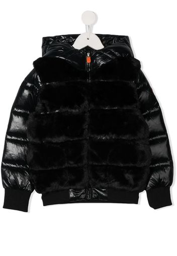 faux fur panel padded coat