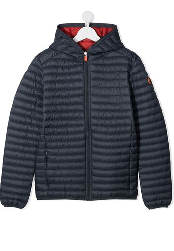 Save The Duck Kids TEEN hooded puffer jacket - Blu