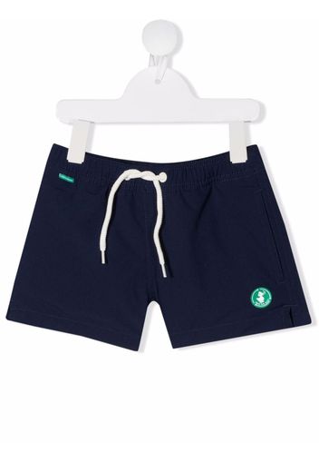 Save The Duck Kids drawstring logo-patch swim shorts - Blu