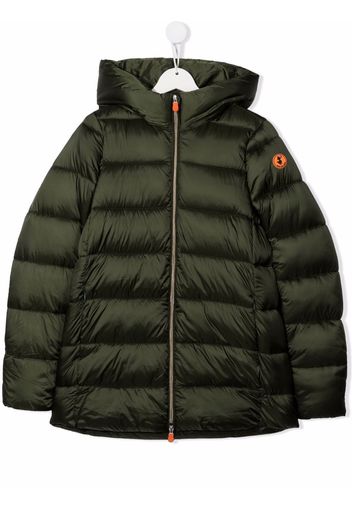 Save The Duck Kids TEEN logo-patch high-neck padded jacket - Verde