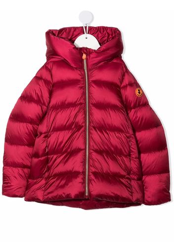 Save The Duck Kids logo-patch high-neck padded jacket - Rosso