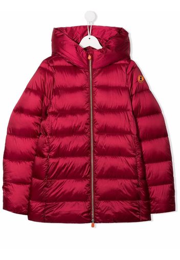 Save The Duck Kids TEEN logo-patch high-neck padded jacket - Rosso