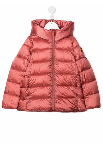 Save The Duck Kids logo-patch high-neck padded jacket - Rosa