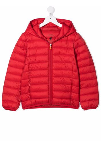 Save The Duck Kids zip-up hooded padded coat - Rosso